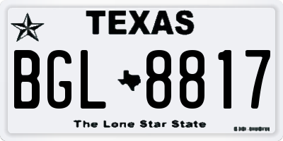TX license plate BGL8817