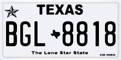 TX license plate BGL8818