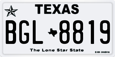 TX license plate BGL8819
