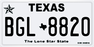 TX license plate BGL8820