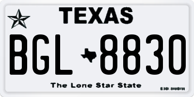 TX license plate BGL8830