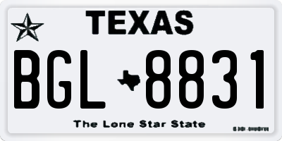 TX license plate BGL8831
