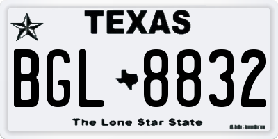 TX license plate BGL8832