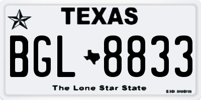 TX license plate BGL8833