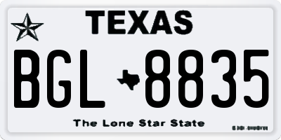 TX license plate BGL8835