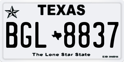 TX license plate BGL8837