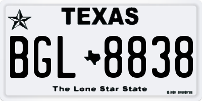TX license plate BGL8838