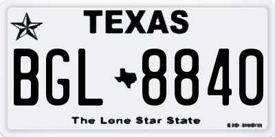 TX license plate BGL8840