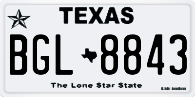 TX license plate BGL8843
