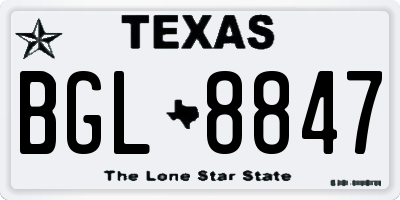 TX license plate BGL8847