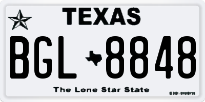 TX license plate BGL8848
