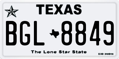 TX license plate BGL8849