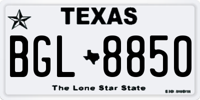TX license plate BGL8850