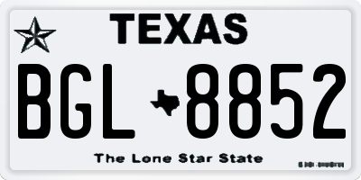 TX license plate BGL8852