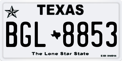 TX license plate BGL8853