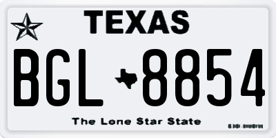 TX license plate BGL8854