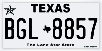 TX license plate BGL8857