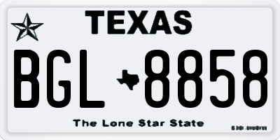 TX license plate BGL8858