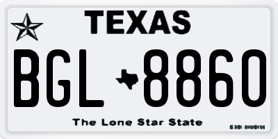 TX license plate BGL8860