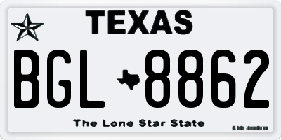 TX license plate BGL8862