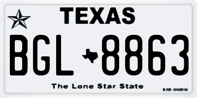 TX license plate BGL8863