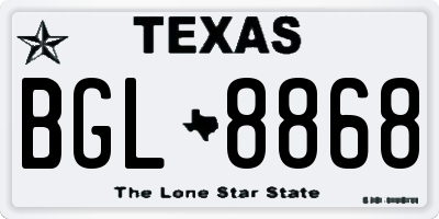 TX license plate BGL8868