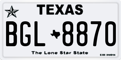 TX license plate BGL8870