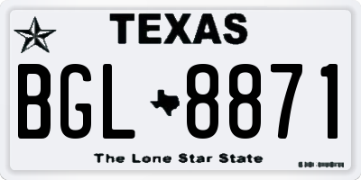 TX license plate BGL8871