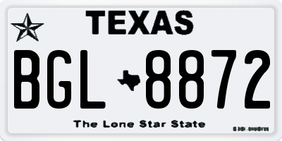 TX license plate BGL8872