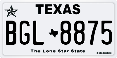 TX license plate BGL8875