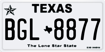 TX license plate BGL8877