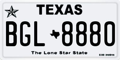 TX license plate BGL8880