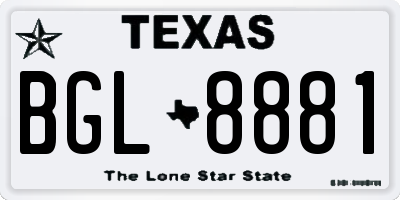 TX license plate BGL8881