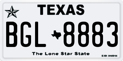 TX license plate BGL8883