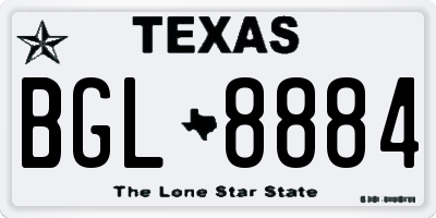 TX license plate BGL8884
