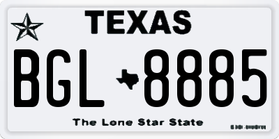 TX license plate BGL8885