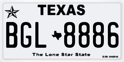 TX license plate BGL8886