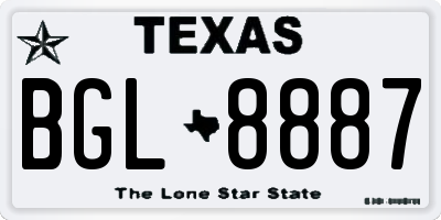 TX license plate BGL8887