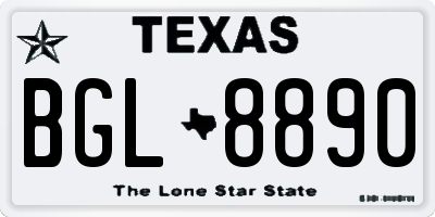 TX license plate BGL8890