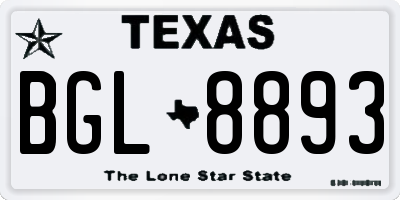 TX license plate BGL8893