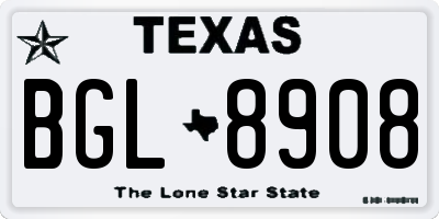 TX license plate BGL8908