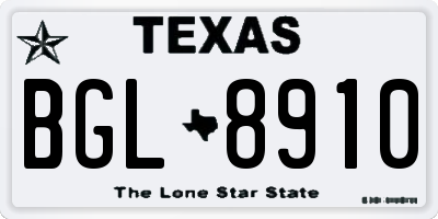 TX license plate BGL8910