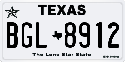 TX license plate BGL8912