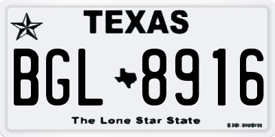 TX license plate BGL8916
