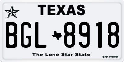 TX license plate BGL8918