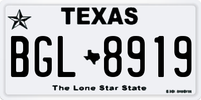 TX license plate BGL8919