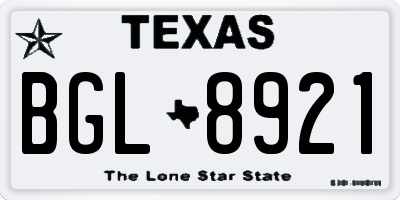 TX license plate BGL8921