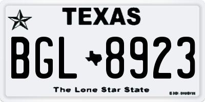 TX license plate BGL8923