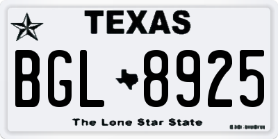 TX license plate BGL8925