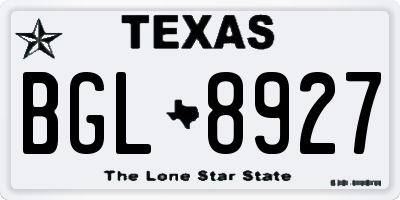 TX license plate BGL8927